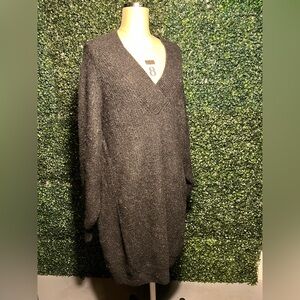 Zara Charcoal Gray Long Sleeve V-Neck Dress